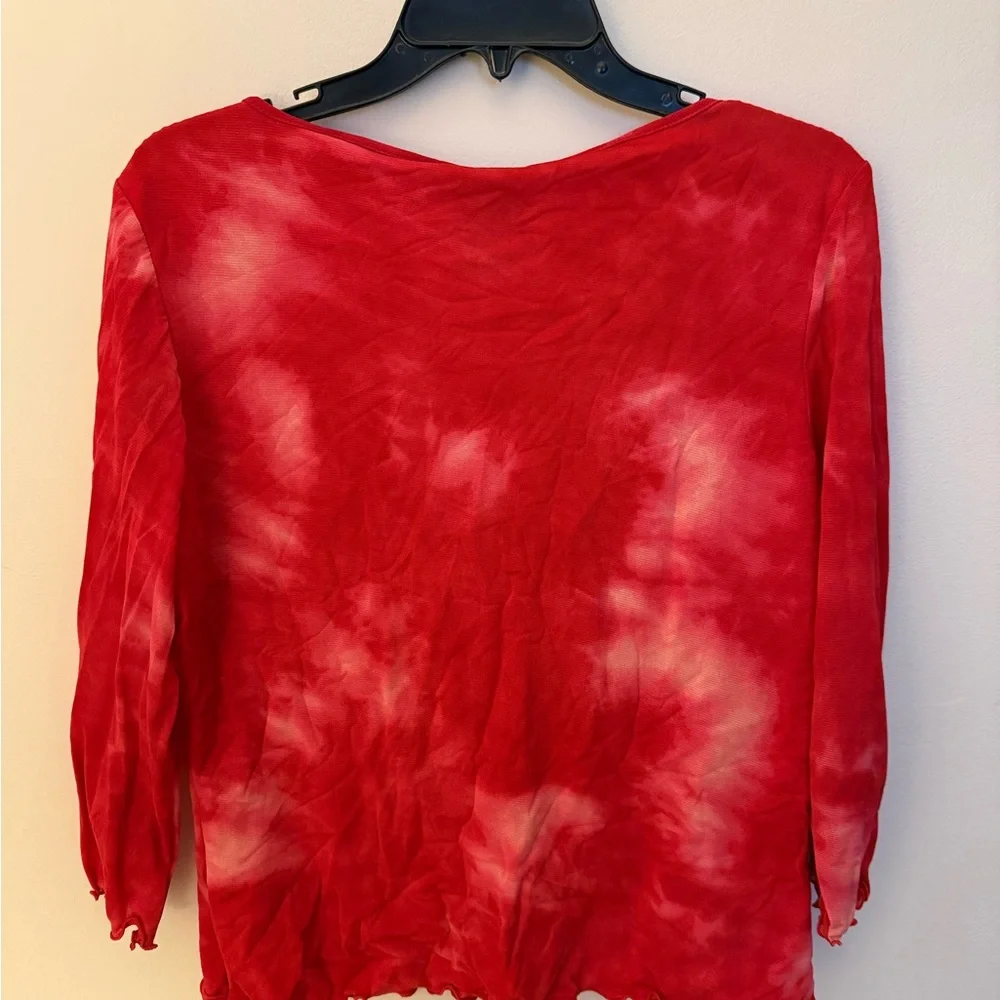 INC International Concepts Red Tie-Dye Blouse - Picture 4 of 4
